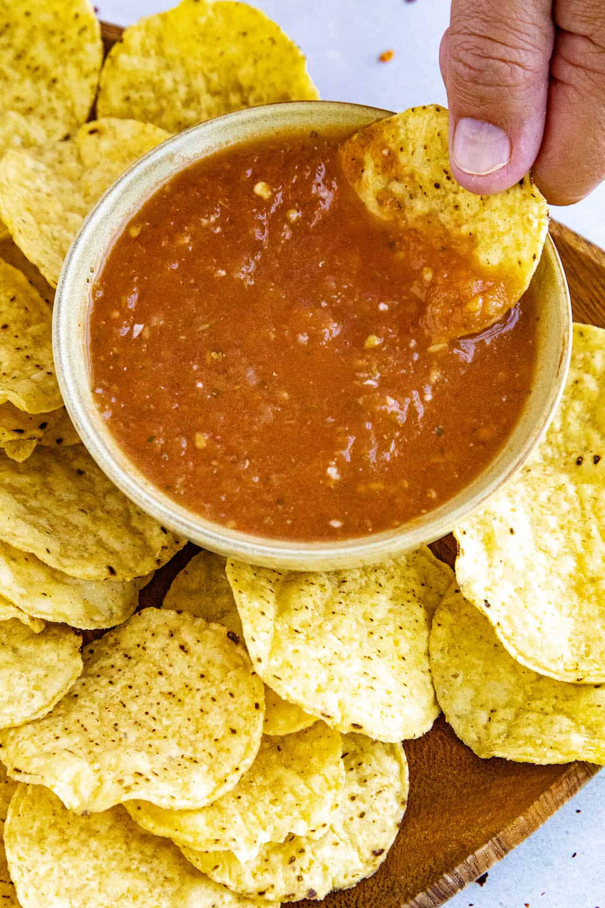 Tortilla Chips with Spicy Sauce