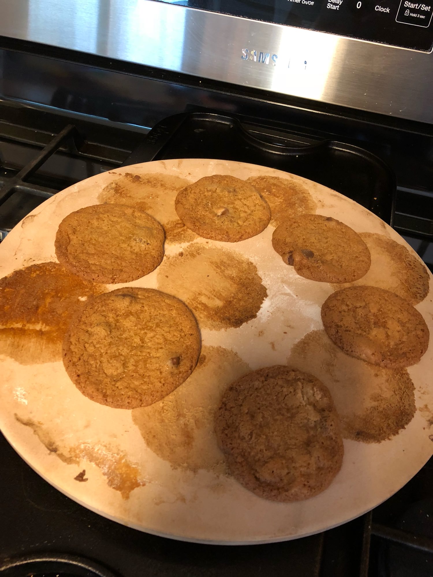 Baking cookies on a pizza stone Dulceria Bakery